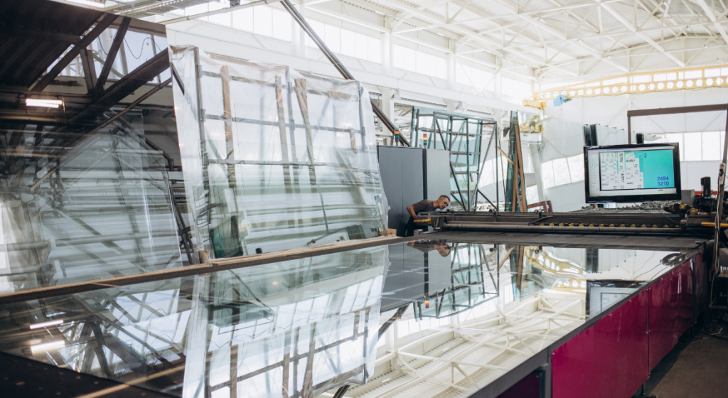 production de verre en usine